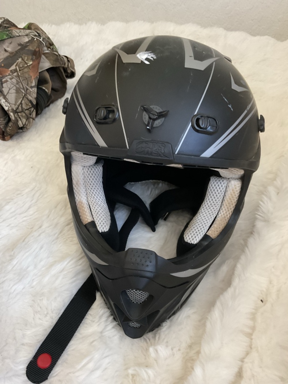Matte Black Skullcandy Full-Face Motocross Helmet with Silver Accents